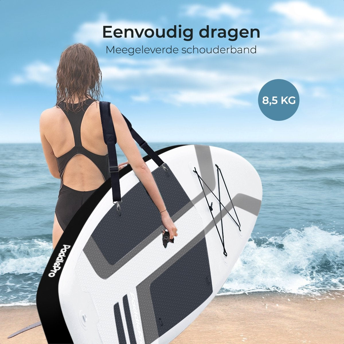 LifeGoods SUP Board - Deluxe Set - avec siège - Planche à pagaie gonflable - Max. 135KG - 320x81cm - Blanc