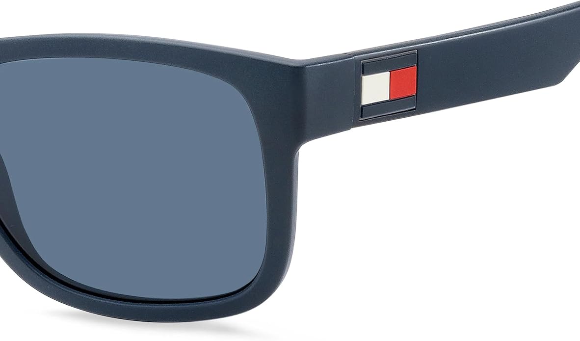 Lunettes de soleil rectangulaires Tommy Hilfiger TH1556/S - Monture bleue/rouge/blanche - Verres en polycarbonate bleus UV400