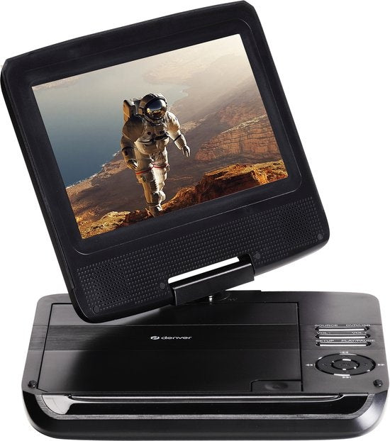 Lecteur DVD portable MT792 - Denver - Écran 7 pouces - Incl. Support d'appuie-tête - USB - Écran rotatif - Noir