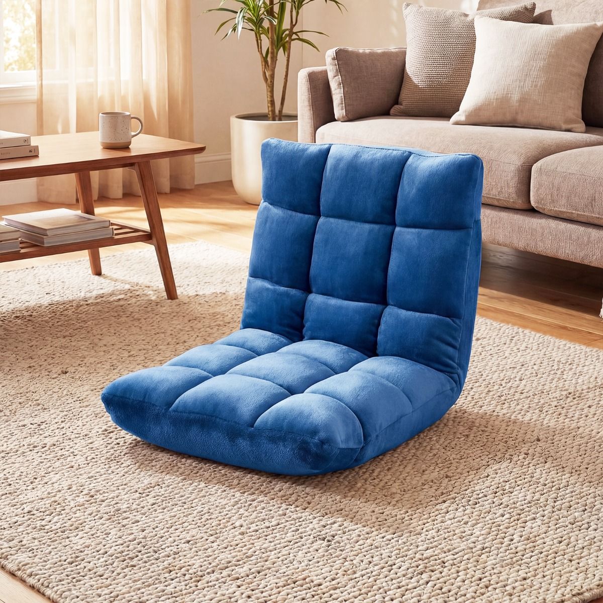 Chaise longue pliable Coast Tatami - dossier réglable sur 14 positions - mousse haute densité - bleu