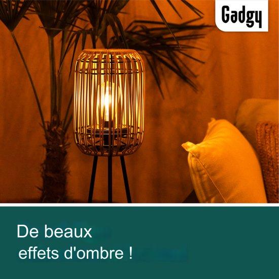 Gadgy Lampe de jardin solaire Lampe de sol Terrasse - Lampe d'extérieur à énergie solaire Balcon et jardin - à trépied Led extérieur avec connexion USB - Lanterne d'éclairage extérieur  - Rotin