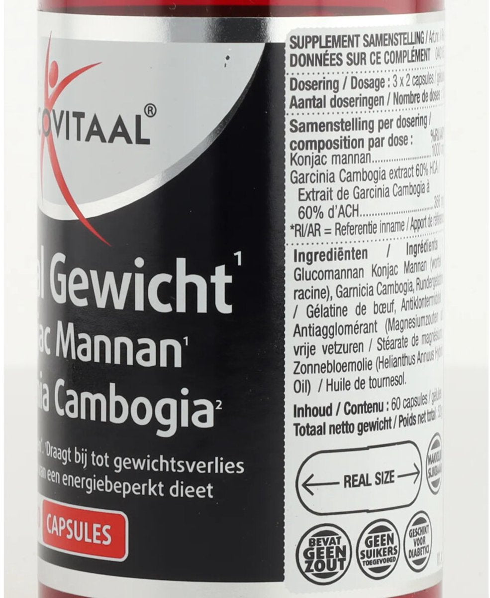 Lucovitaal Ideal Weight Konjac Mannan Garcinia Cambogia - Supplément nutritionnel - 60 gélules