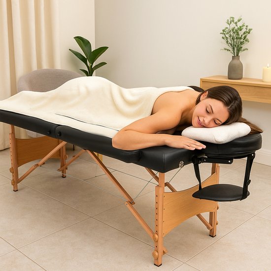 Table de massage Fitby - Table de massage pliable - Table de soins - Hauteur réglable - 185 x 60 cm - Noir