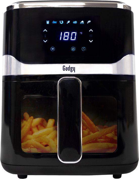 Friteuse à air chaud Gadgy 5 L avec hublot – 1 400 W – Friteuse à air chaud numérique – 7 programmes préprogrammés – Écran tactile – Jusqu’à 200 °C – Friture saine sans huile