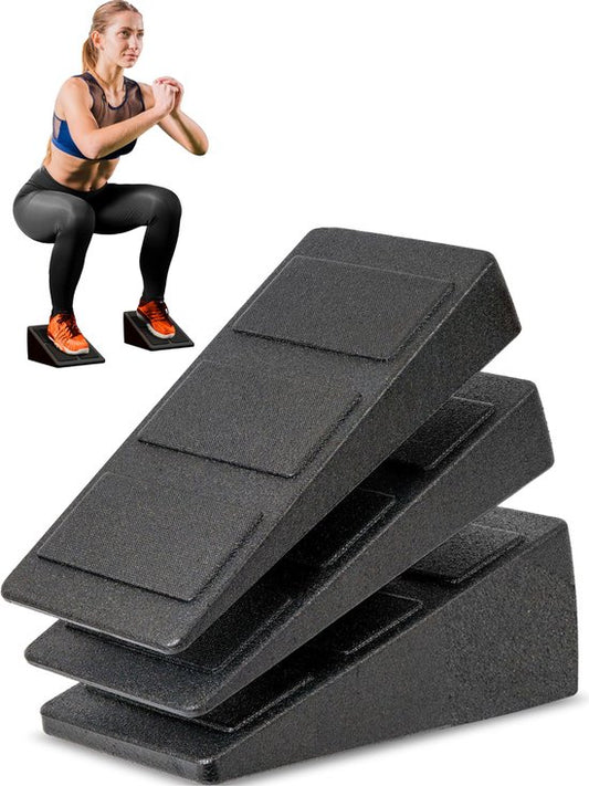 Slant Board - 3 Pieces - Bloc de squat - Antidérapant - Planche d'étirement - Planche d'inclinaison - Planche d'équilibre - Cale de squat