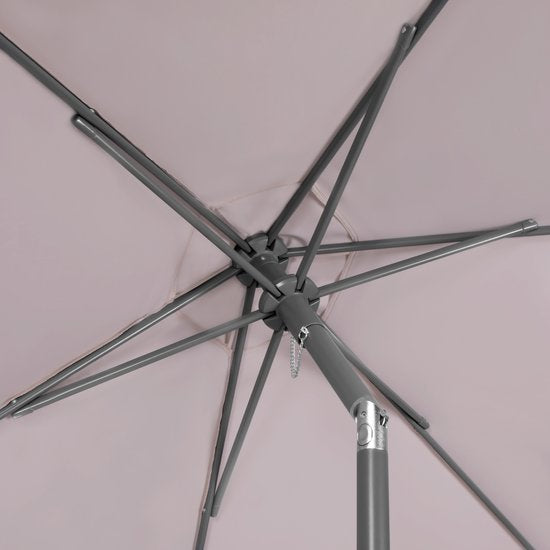 VONROC Premium Parasol manche Torbole Ø200cm - Housse de protection incluse - Parasol rond - Toile résistante aux UV - Beige