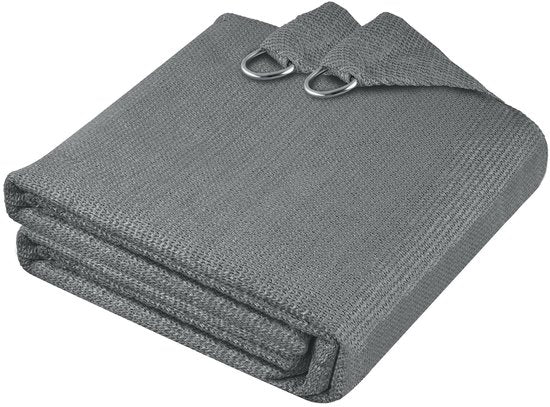 tectake® Toile d'ombrage rectangulaire Sunny - 5 x 7 m - Toile d'ombrage extra robuste en HDPE 185 g/m² - Protection UV 50+ - Résistant aux intempéries et à la déchirure - Parasol pour jardin, balcon, terrasse - Parasol avec matériel de fixation - Gris