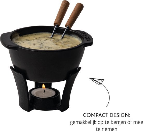 Boska Fondue set Party Mini - Caquelon à fondue - Pour fondue au fromage et sauce - Noir - 300 ml