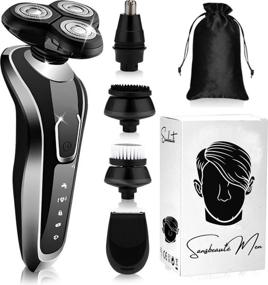 Rasoir électrique 5-en-1 pour hommes avec tondeuse S1110 - Wet & Dry - Tondeuse à barbe - Tondeuse - Tondeuse à nez - 5 accessoires - Rasoir électrique - Étanche