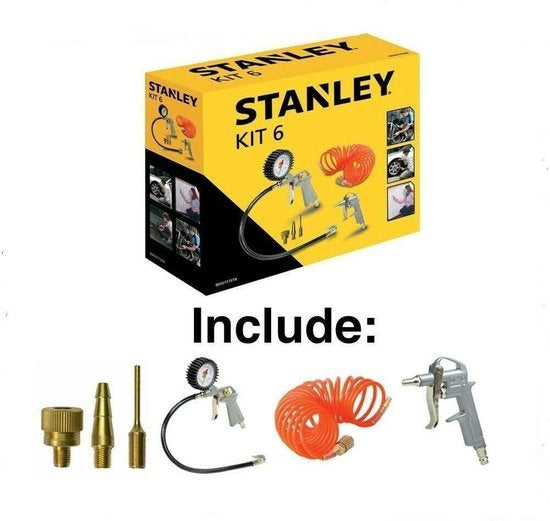 STANLEY Luchtgereedschapset 6-delig - met 3 mondstukken