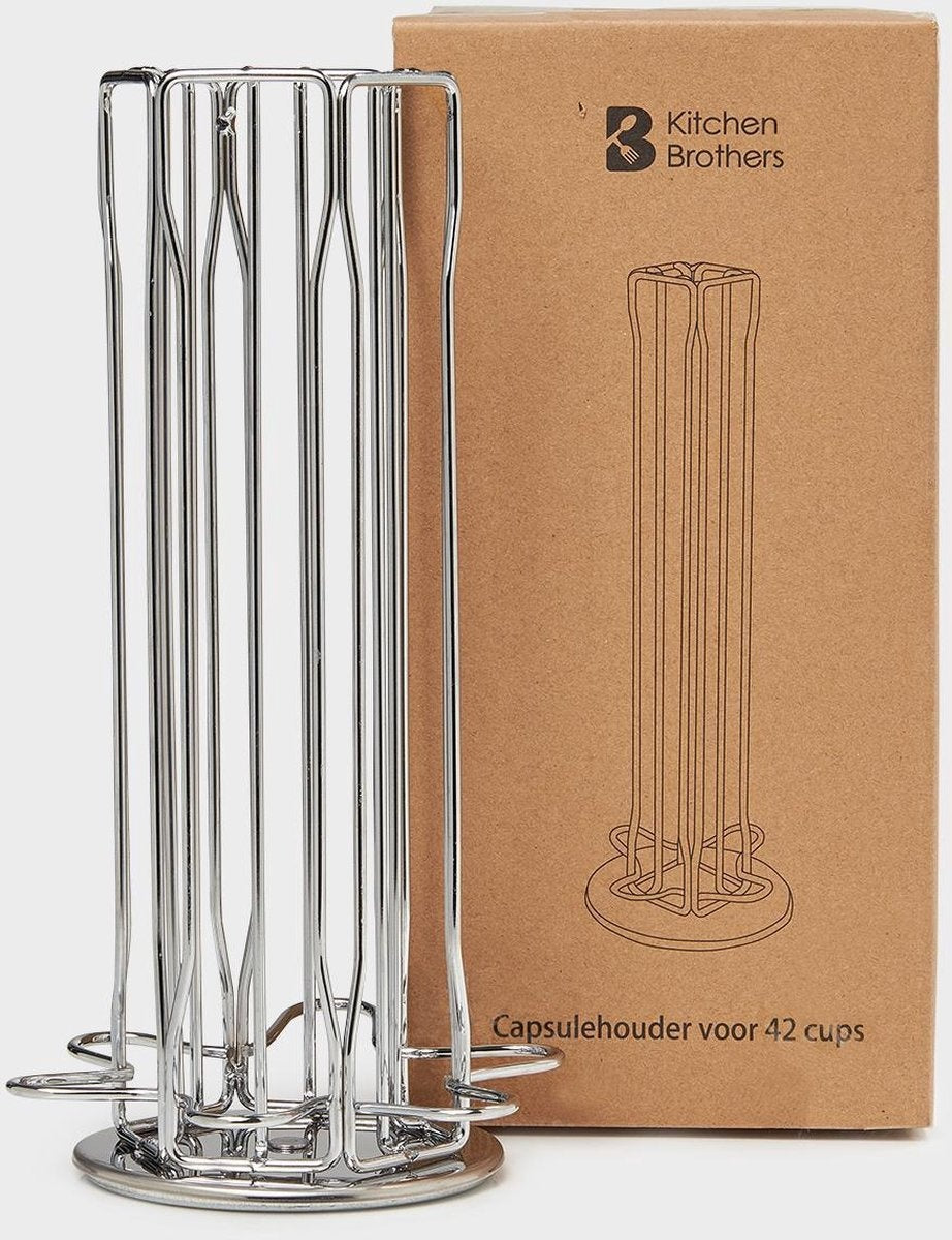 KitchenBrothers Porte-capsules - Nespresso - 42 Tasses - Pivotant - acier inoxydable