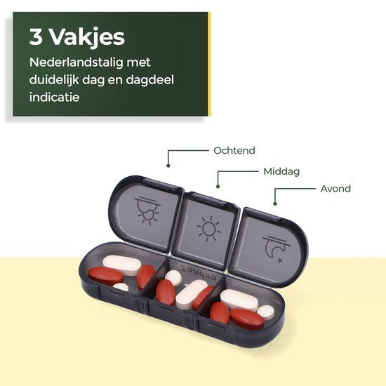 Boîte à pilules Gandria 7 jours - Boîte à pilules amovible - Boîte à médicaments avec 21 compartiments - Boîte à médicaments avec fermeture solide - 3 compartiments par jour - Noir