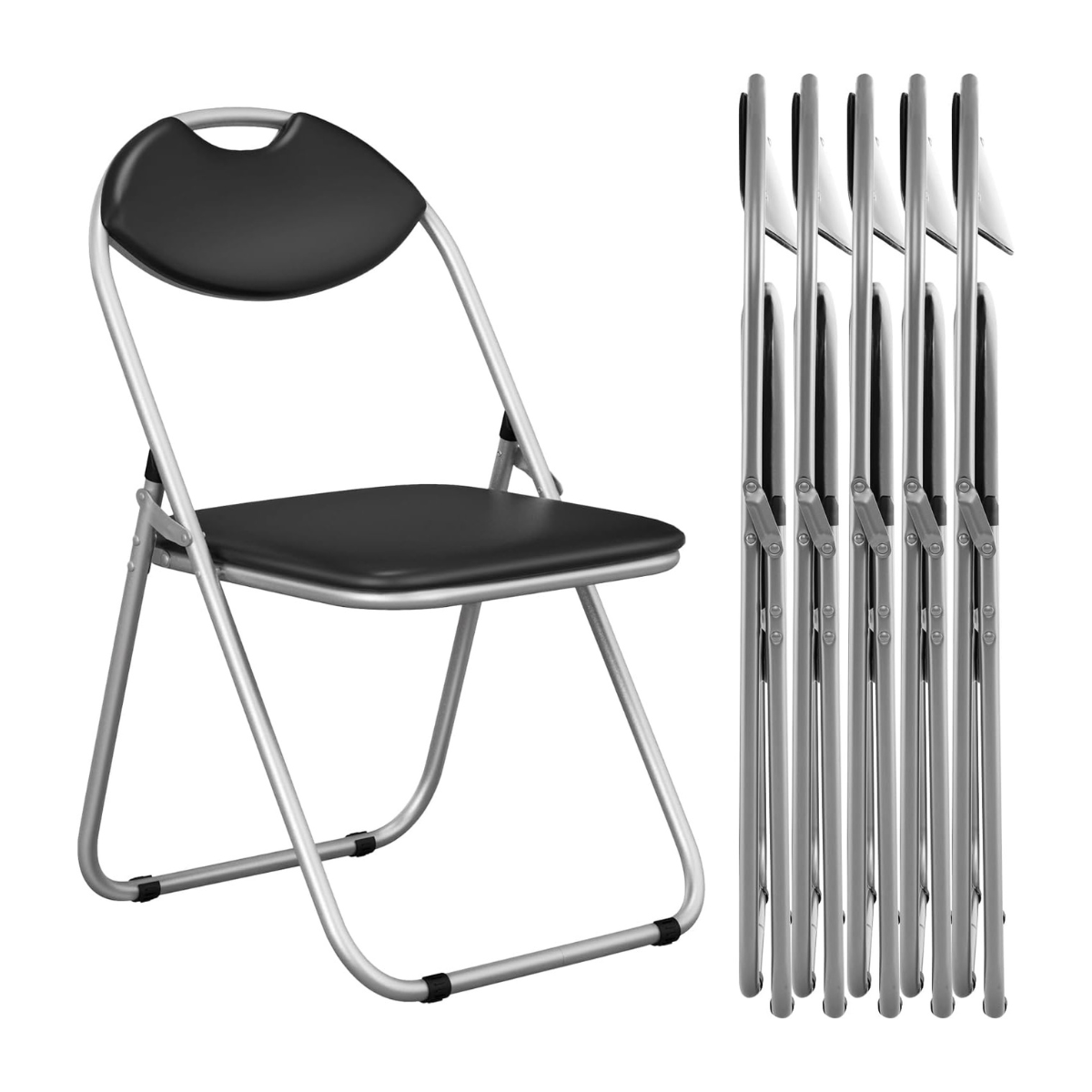 Jeu de chaises pliantes Coast 6er avec structure métallique, sièges rembourrés et cale-pieds antidérapants