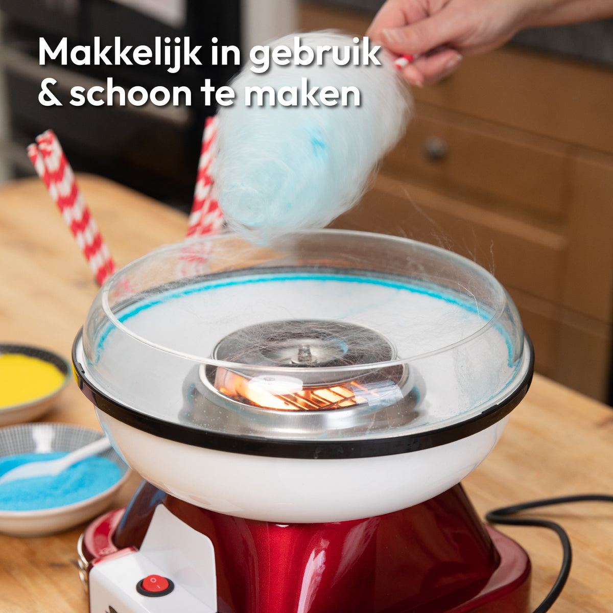 Gadgy Cotton Candy Maker Retro, avec 10 bâtonnets et cuillère à mesurer - Machines à barbe à papa - Bonbons - Fête des enfants - Barbe à papa - Machines à barbe à papa - Machines à barbe à papa