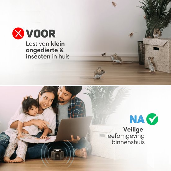 Vulpes Goods® Repellent - Répulsif pour souris - Répulsif à ultrasons - Répulsif pour l'intérieur - Répulsif pour rats - Contrôle des souris - 360 degrés & 4 modes - Répulsif pour nuisibles - PRO Black