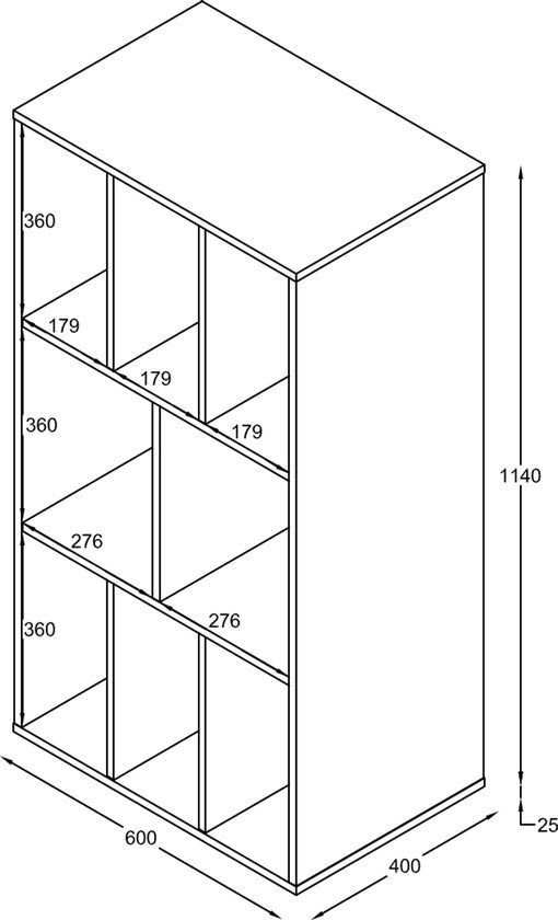 VDD - Étagère à compartiments - Étagère de rangement pour vinyles LP - Étagère à disques - Étagère de rangement - Étagère à disques - Bibliothèque - 8 compartiments – noir