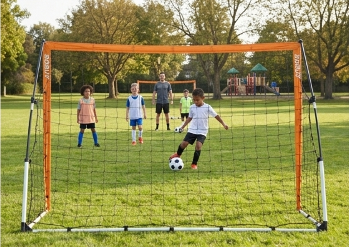 SoBuy But de football - Pop-up - 200 x 140 x 55 cm - Orange