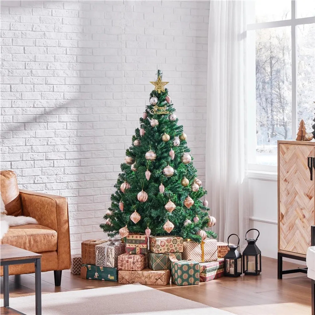 Sapin de Noël artificiel Yaheetech, 124 cm, avec socle pliable, vert