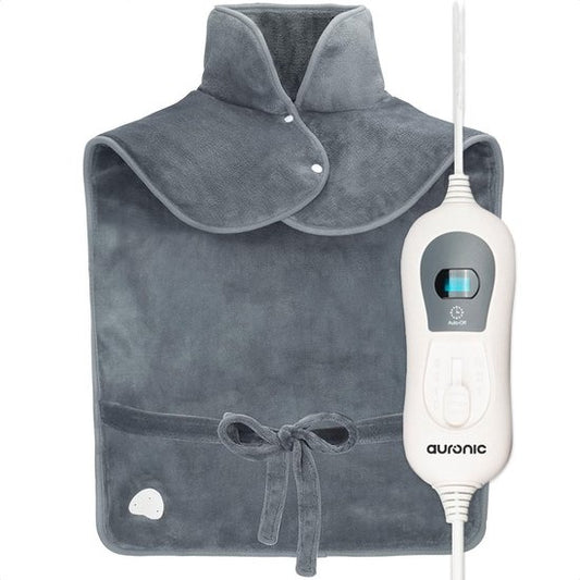 Coussin chauffant électrique - Auronic - Couverture chauffante pour nuque et Epaules - Lavable - Gris