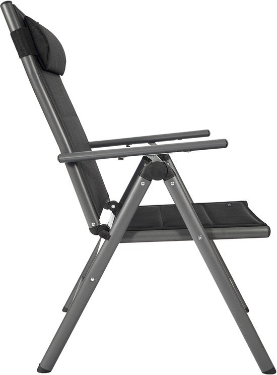 Chaise de camping AXI Mack – Chaise à plusieurs positions – Anthracite et noir – Respirante et résistante aux intempéries – Capacité de charge de 120 kg – Positions réglables et pliable – Chaise pliante confortable – Légère