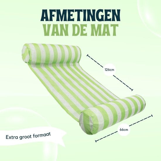 Travelly - Luxe Waterhangmat - Hangmat - Luchtbed - Luchtmatras Zwembad - Waterspeelgoed - Water hangmat - Groen