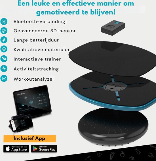 GoBalance Sport - Balance Board - Planche d'équilibre électrique - Appareil d'entraînement à l'équilibre - Coussin d'équilibre avec jeux inclus - Coussin d'équilibre - Application incluse