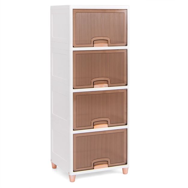 Boîtes de rangement empilables Coast avec portes – Lot de 4 pièces, 150 L – 45 x 38 x 117 cm – Blanc