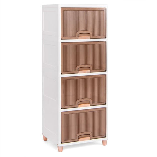 Boîtes de rangement empilables Coast avec portes – Lot de 4 pièces, 150 L – 45 x 38 x 117 cm – Blanc