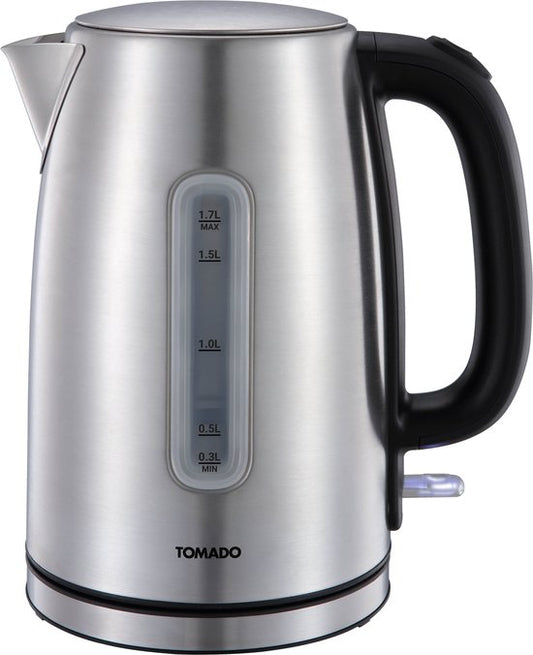 Tomado TWK1709S - bouilloire en acier inoxydable - capacité de 1,7 litre - 2200W - filtre anti-calcaire - indicateur de niveau d'eau