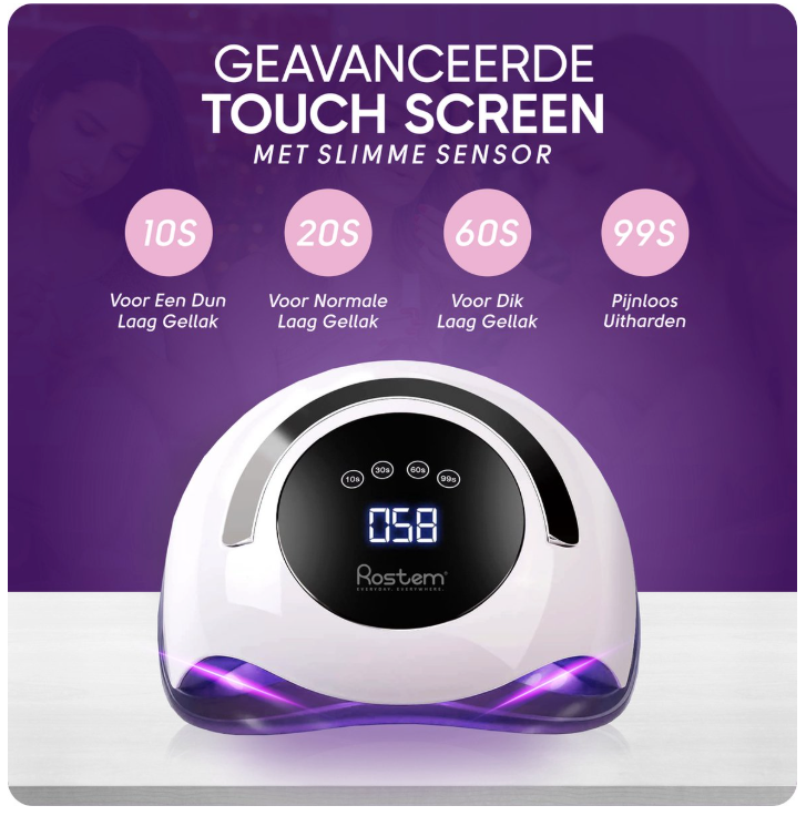 Rostem 120 Watt UV LED Nail Dryer - Nail Lamp - Perfectly Cured Nail Gel Paint - LED Lamp - Long Cord - White