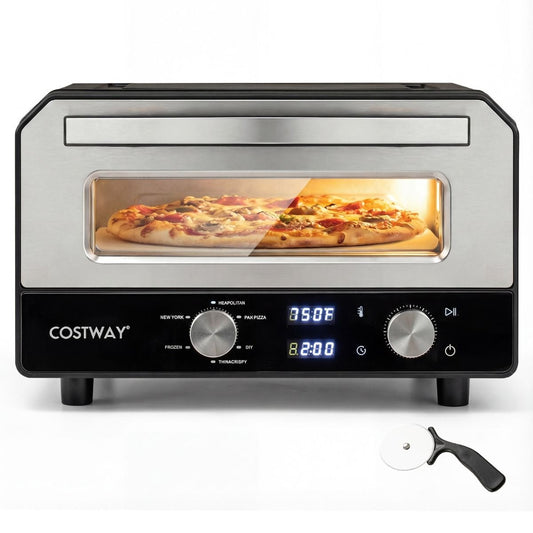 Four à pizza électrique Coast - Modèle de table avec 6 préréglages - Pour des pizzas jusqu'à 30 cm - Noir