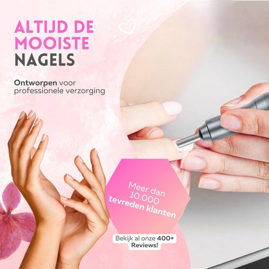 Beeperfect® Lime à ongles électrique édition de poche - Moulin à ongles - Ensemble manucure et pédicure - Sans fil - Batterie 6000MaH - Comprend 26 embouts, 60 rouleaux abrasifs et 5 accessoires - 40,000RPM