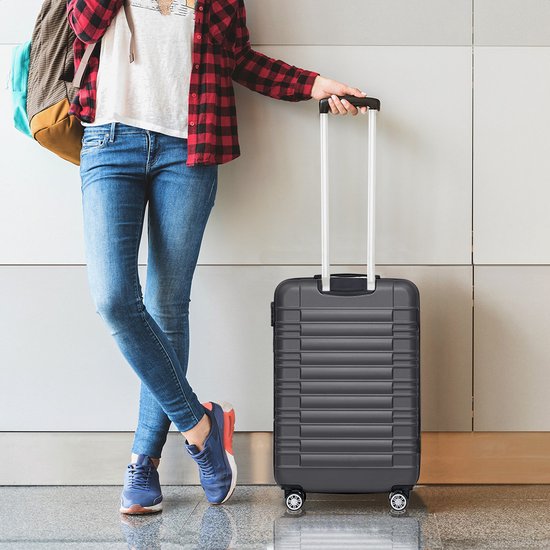 TRVLMORE Valise à main - 38L - Verrouillage par numéro - Léger - Trolley - 54x36x20cm - Gris foncé