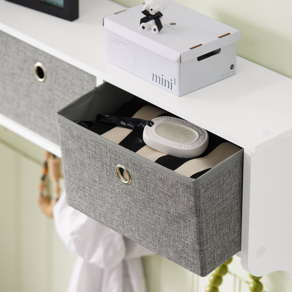 SoBuy FRG282-W Porte-manteau avec étagère murale - 3 paniers à linge - Blanc - 100x20x30 cm - Bois