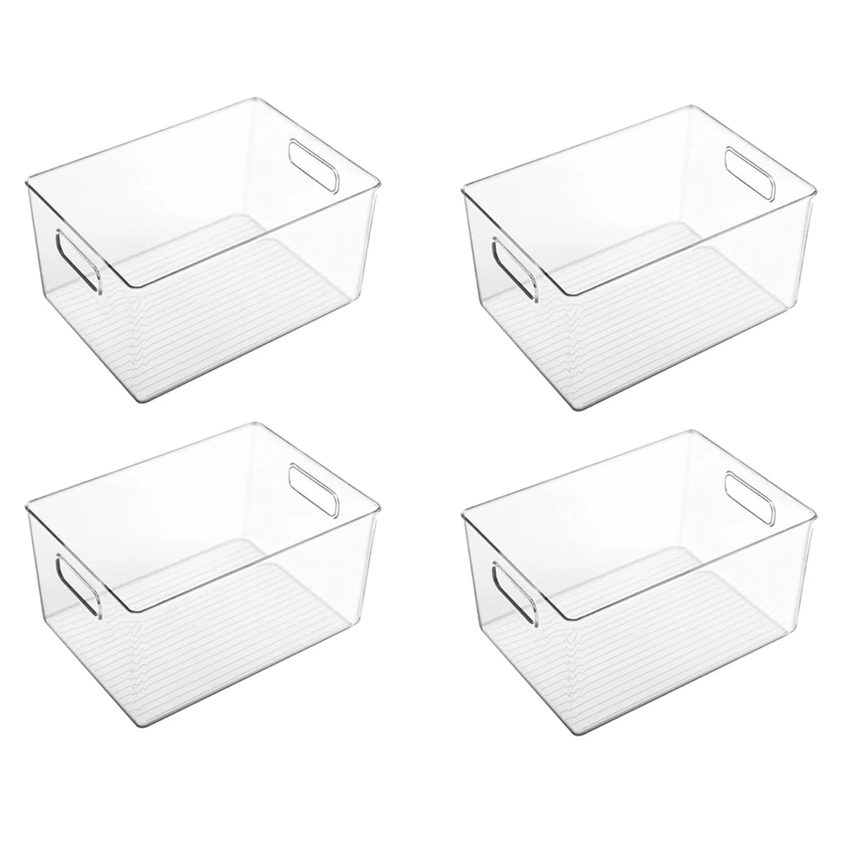 WhereHike : lot de 4 boîtes de rangement transparentes avec poignée – Grand format – Plastique
