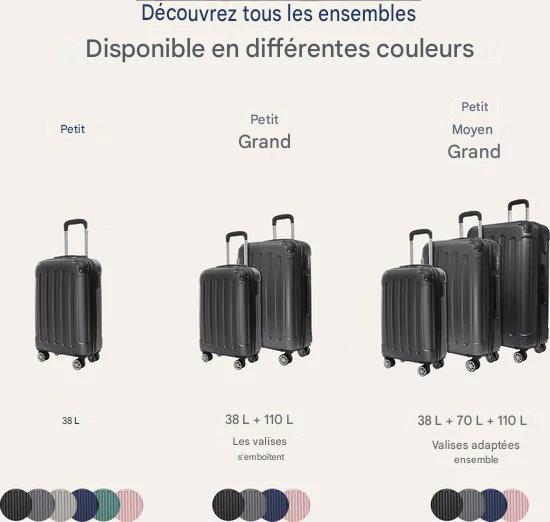 TRVLMORE Valise à main - 54x36x20 cm - 38L - Légère et résistante - Noire - Convient aux cabines d'avion
