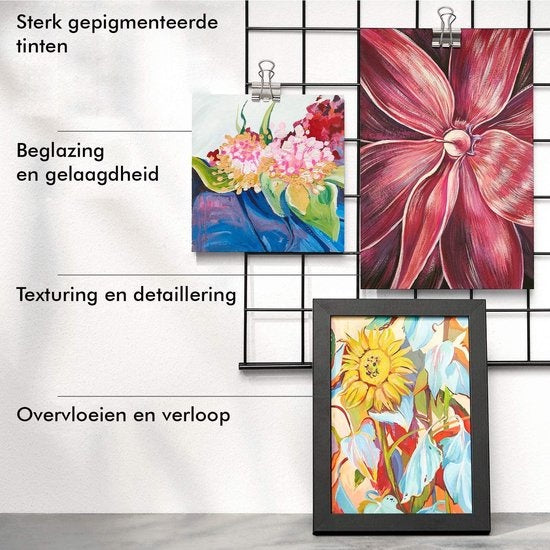 Rubye® Acrylic Painting - Peinture - Pinceaux - Hobby and Creative - Painting by Number - 22ML Tubes - 12 Couleurs