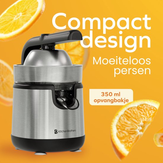 KitchenBrothers Presse-agrumes - Avec bec et poignée - 0.35L - acier inoxydable