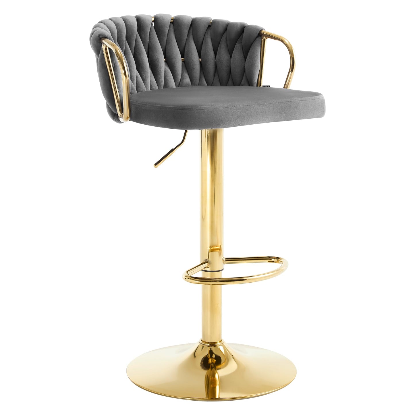 Tabouret Woltu - Réglable - Pivotant à 360° - Velours - Gris foncé