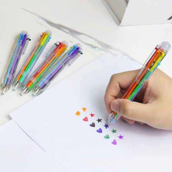 Partizzle 24x Stylos à bille multicolores - Stylos à bille pour l'école - Couleurs créatives - Stylos à bille Grabbelton - Cadeaux pour enfants - 6 couleurs
