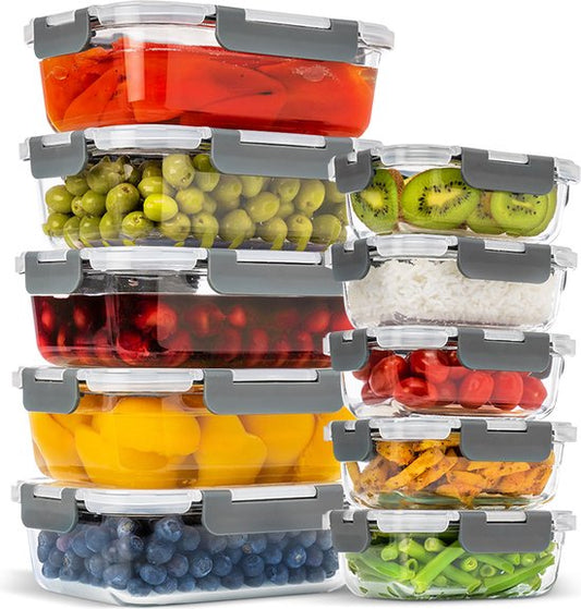 Stosh Plateaux pour préparation de repas - Plateaux pour aliments frais - Plateaux pour congélation - 10 pièces - 5x1050ML & 5x350ML - Sans BPA - Verre
