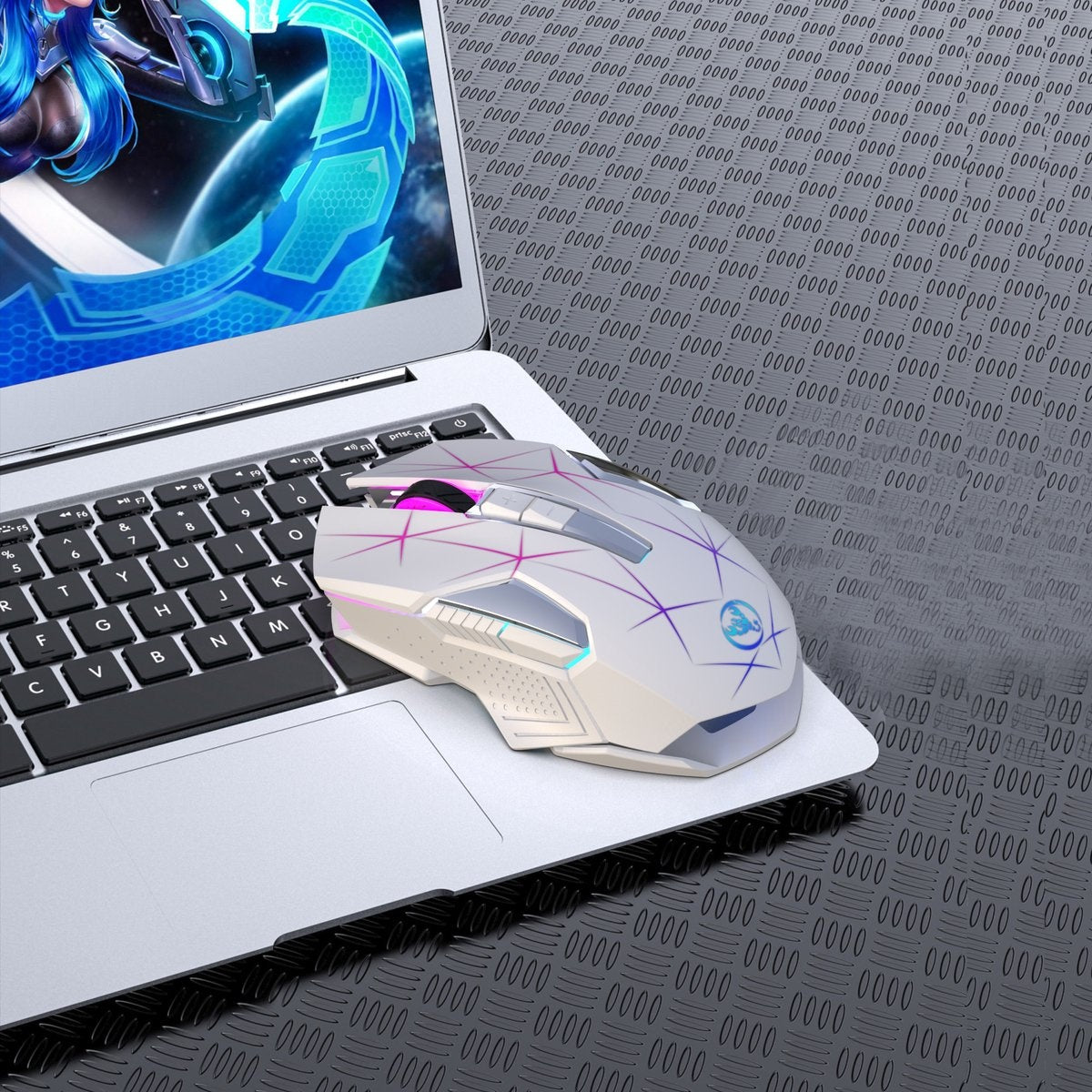 HXSJ T300 2.4G Wireless Gaming Mouse - Souris d'ordinateur - Ultra légère - Compacte pour les voyages - Eclairage RGB - Blanc