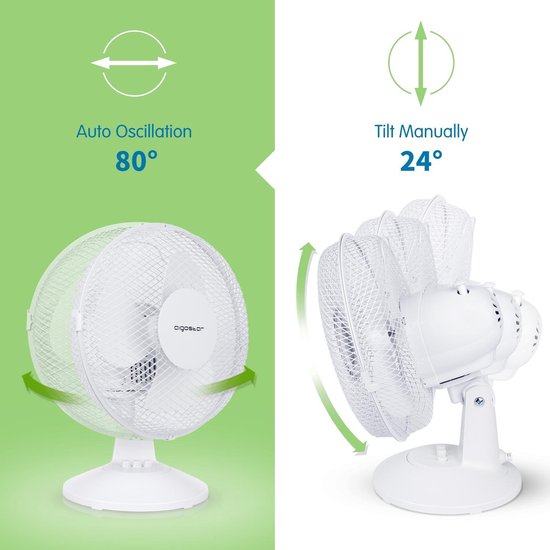 Aigostar Vicki 33JTN - Ventilateur de table - Blanc nacré