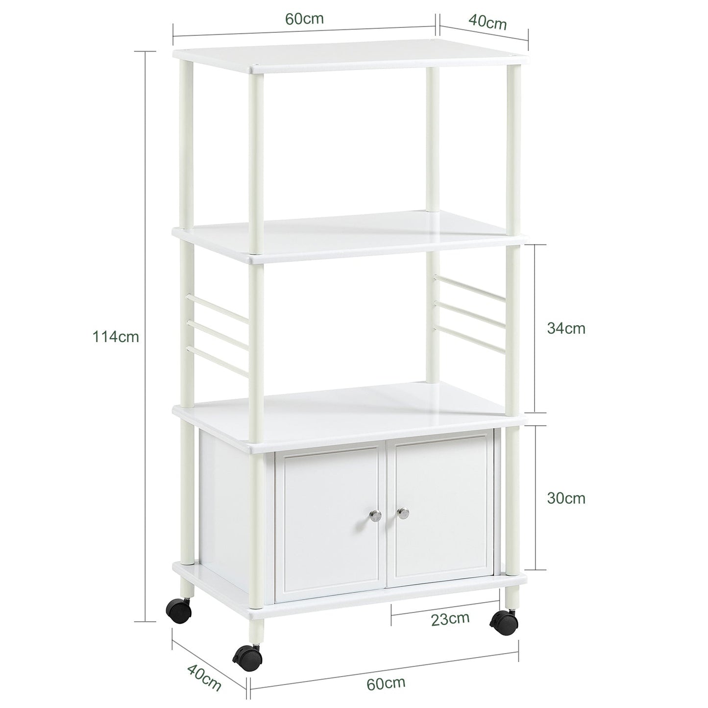 SoBuy Armoire de cuisine à roulettes - Blanc - 60x115x40 cm