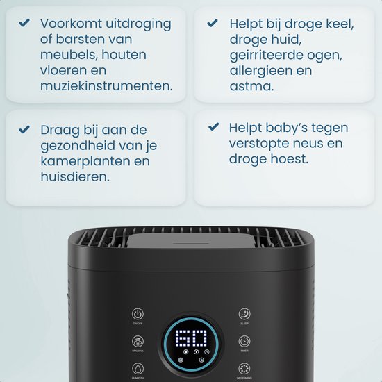 Auronic - Humidificateur - Capacité 4 l - Avec Aromathérapie & Mode Nuit - Sans BPA & Silencieux - Buse 360 degrés - Plastique - Noir