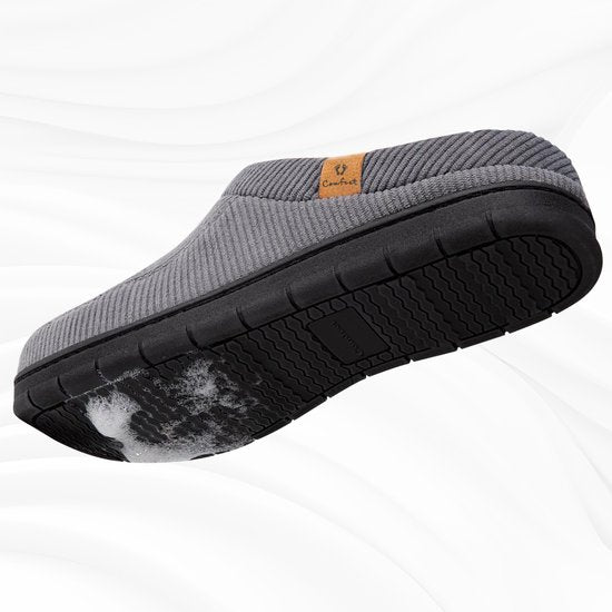Chaussons Hommes - Chaussons - Taille 42/43 - Gris - Velours côtelé - Antidérapant - Comfeet