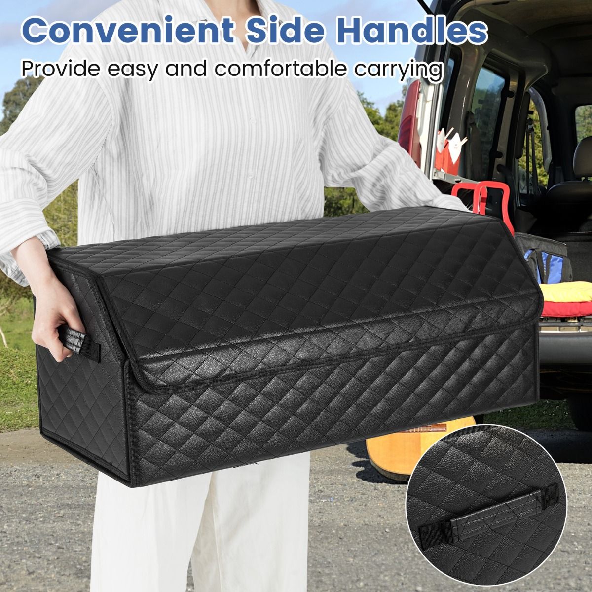 Organiseur de coffre pliable Coast - Avec couvercle - Compartiments modulables - Noir 30 x 69 x 27,5 cm