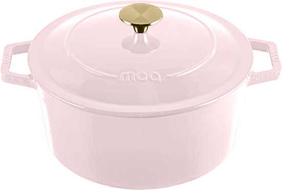 MOA Casserole en fonte - 5,7L - Pour toutes les sources de chaleur y compris l'induction - Avec couvercle - Ø 26cm - Revêtement antiadhésif - Lilas