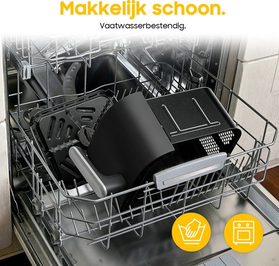 Friteuse à air chaud à double tiroir - 2 700 W : friture sans graisse et puissante - Friteuse à air chaud de 10 L avec double tiroir et structure verticale permettant de gagner 50 % d'espace - 6 programmes - Grande capacité pour un usage domestique - Livr