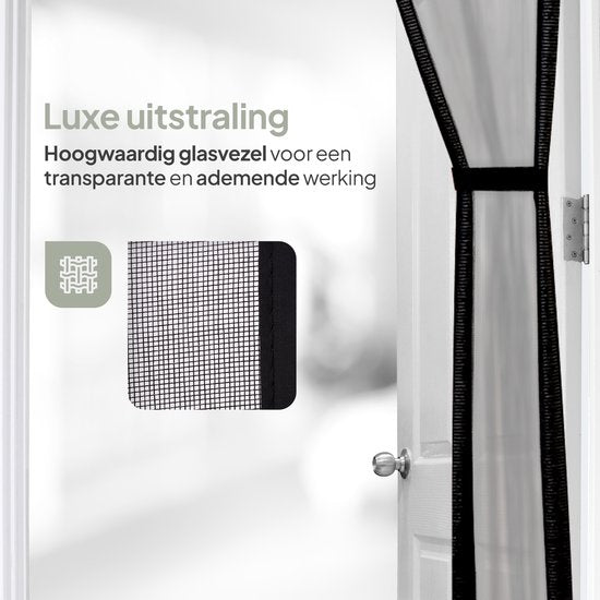 O'DADDY Rideau de porte Deluxe FIBER - Rideau à lames magnétiques - Pour nouvelles constructions et portes standard - Installation facile - Noir Hor - 100x240 cm